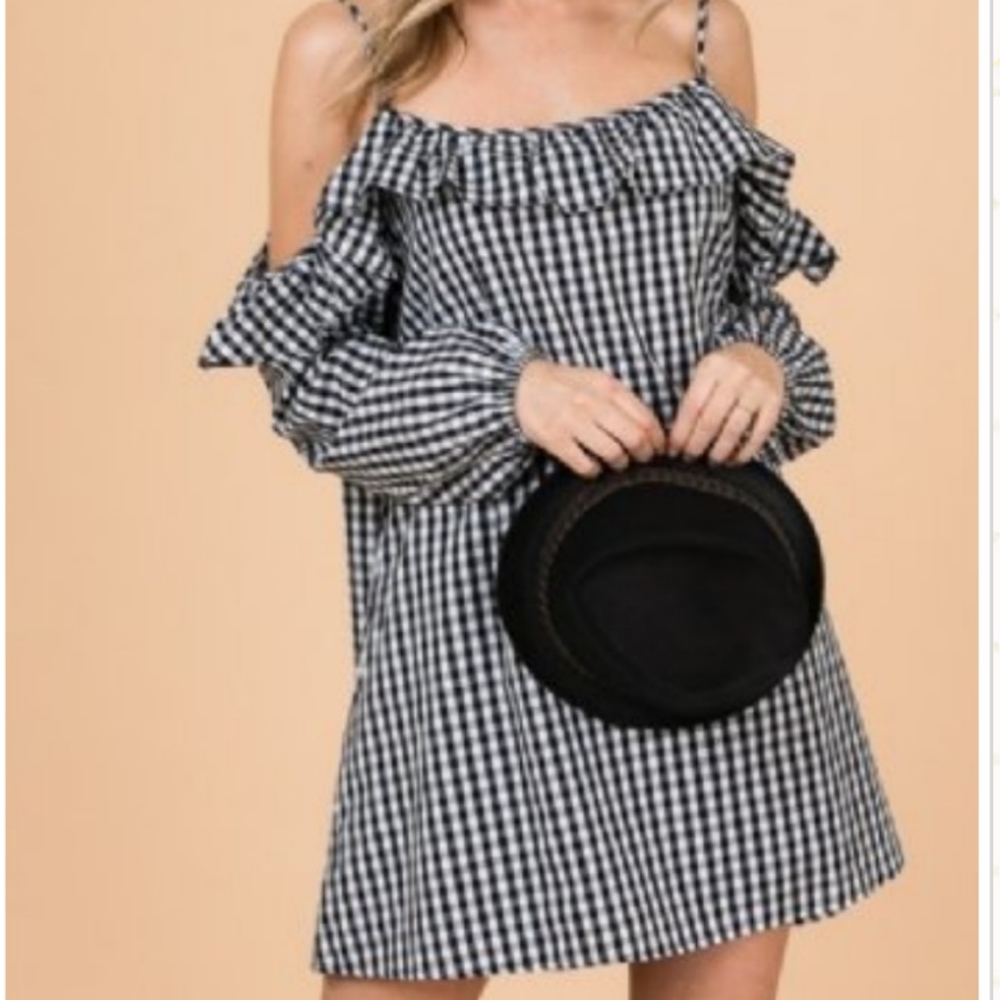 Women's gingham and ruffles dress